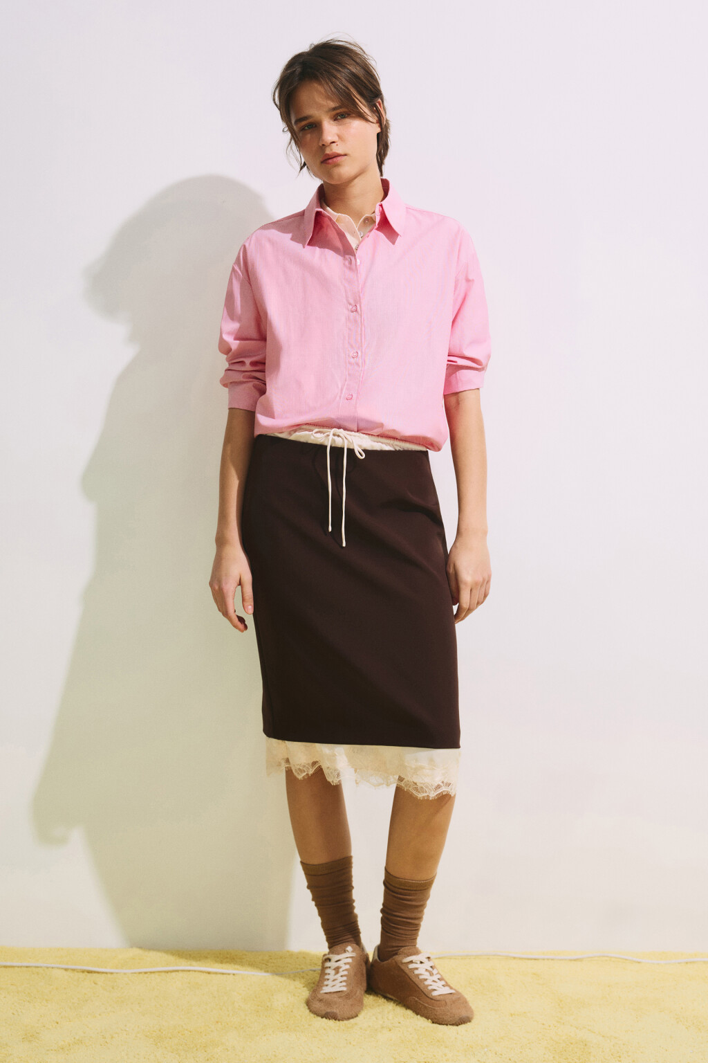 Рубашка oversize в полоску - цвет красный - 4