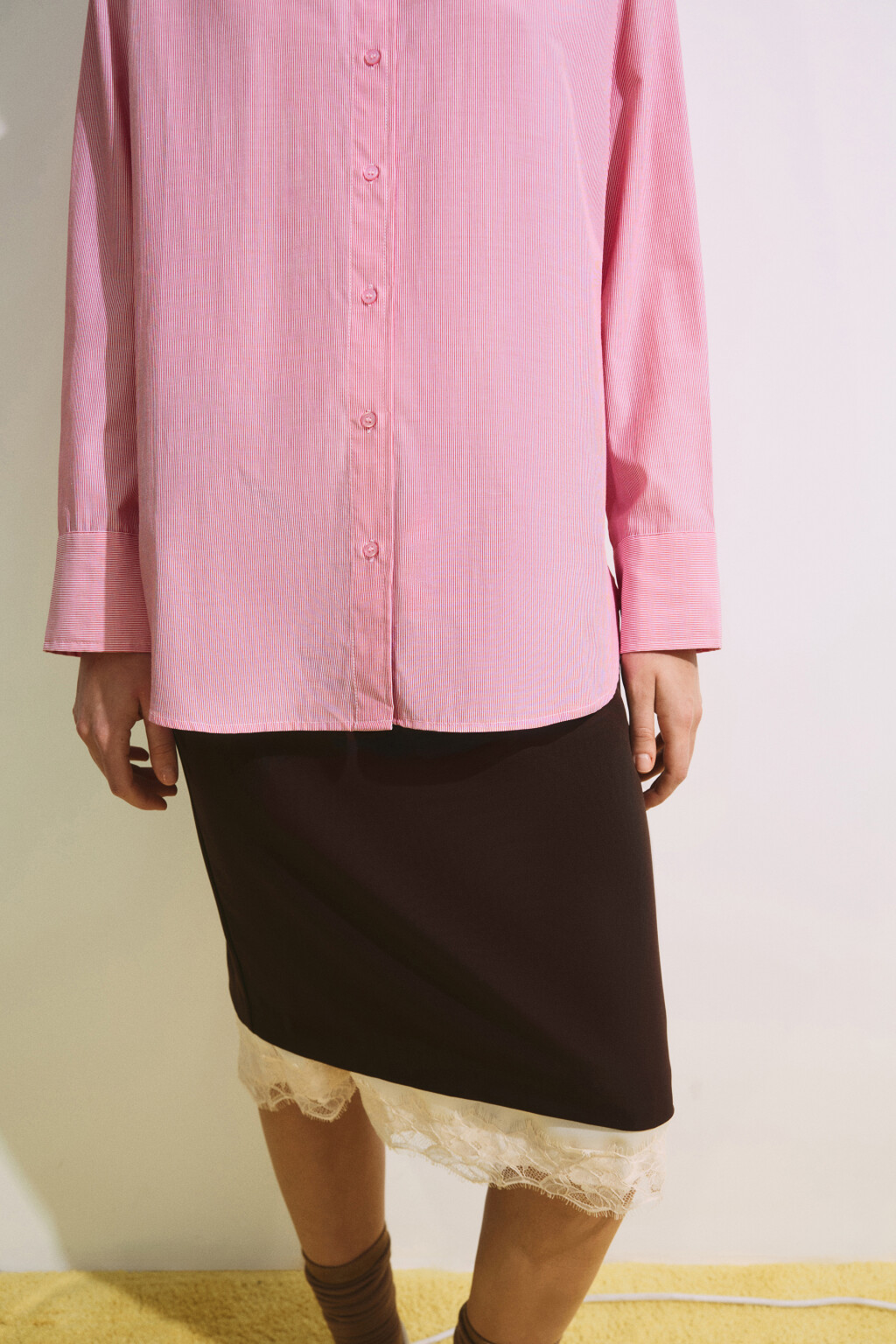 Рубашка oversize в полоску - цвет красный - 5