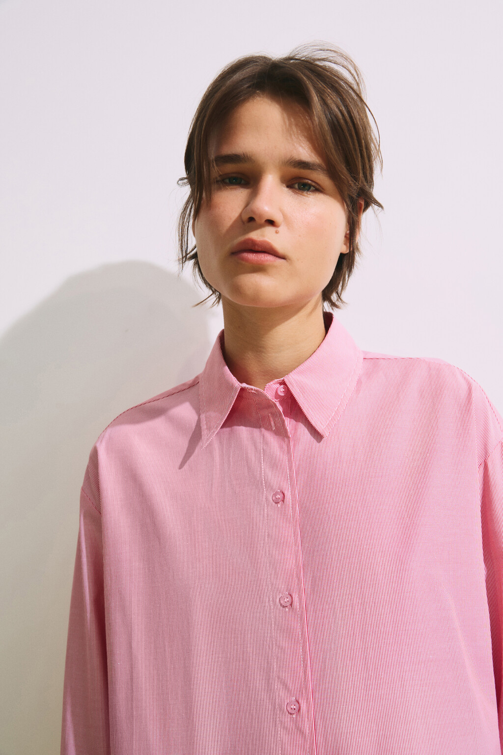 Рубашка oversize в полоску - цвет красный - 6