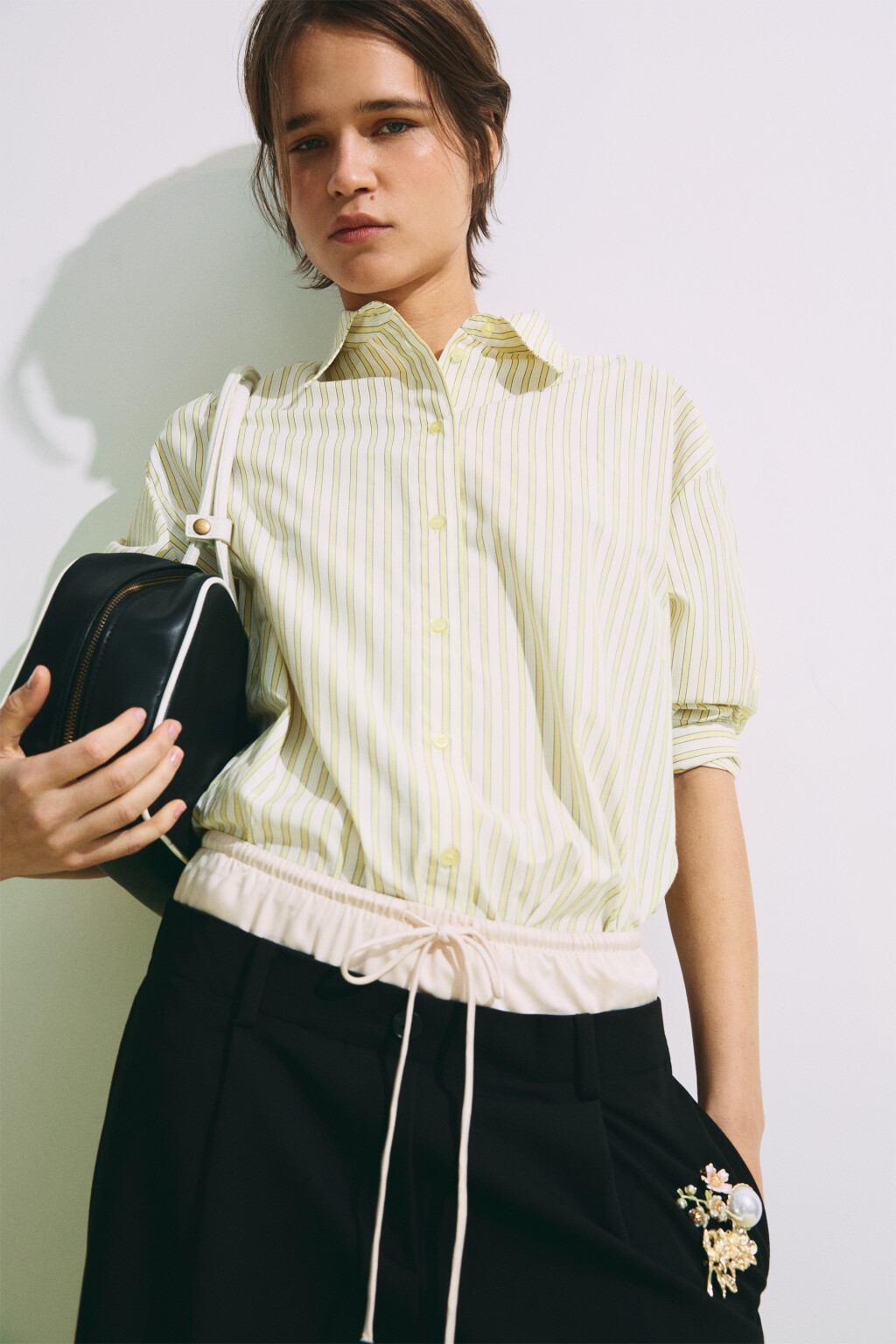 Рубашка oversize в полоску - цвет желтый - 2