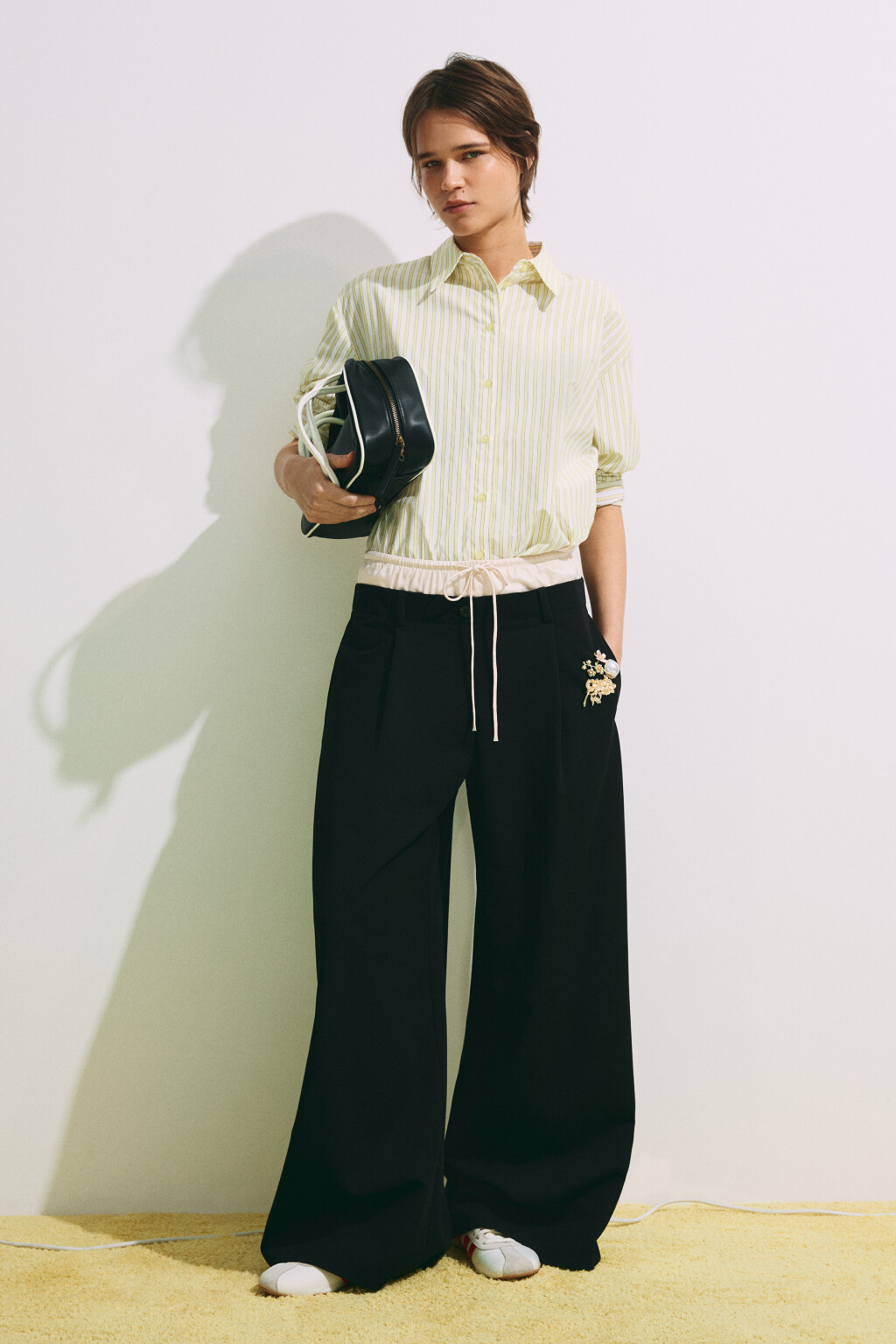 Рубашка oversize в полоску - цвет желтый - 6