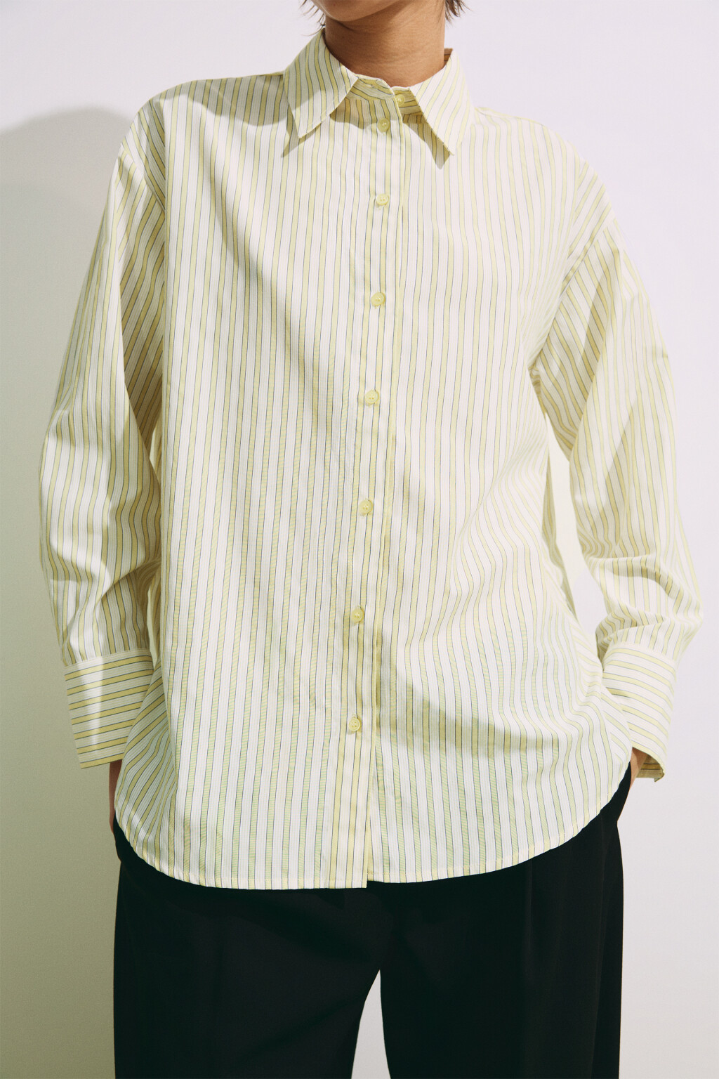 Рубашка oversize в полоску - цвет желтый - 7