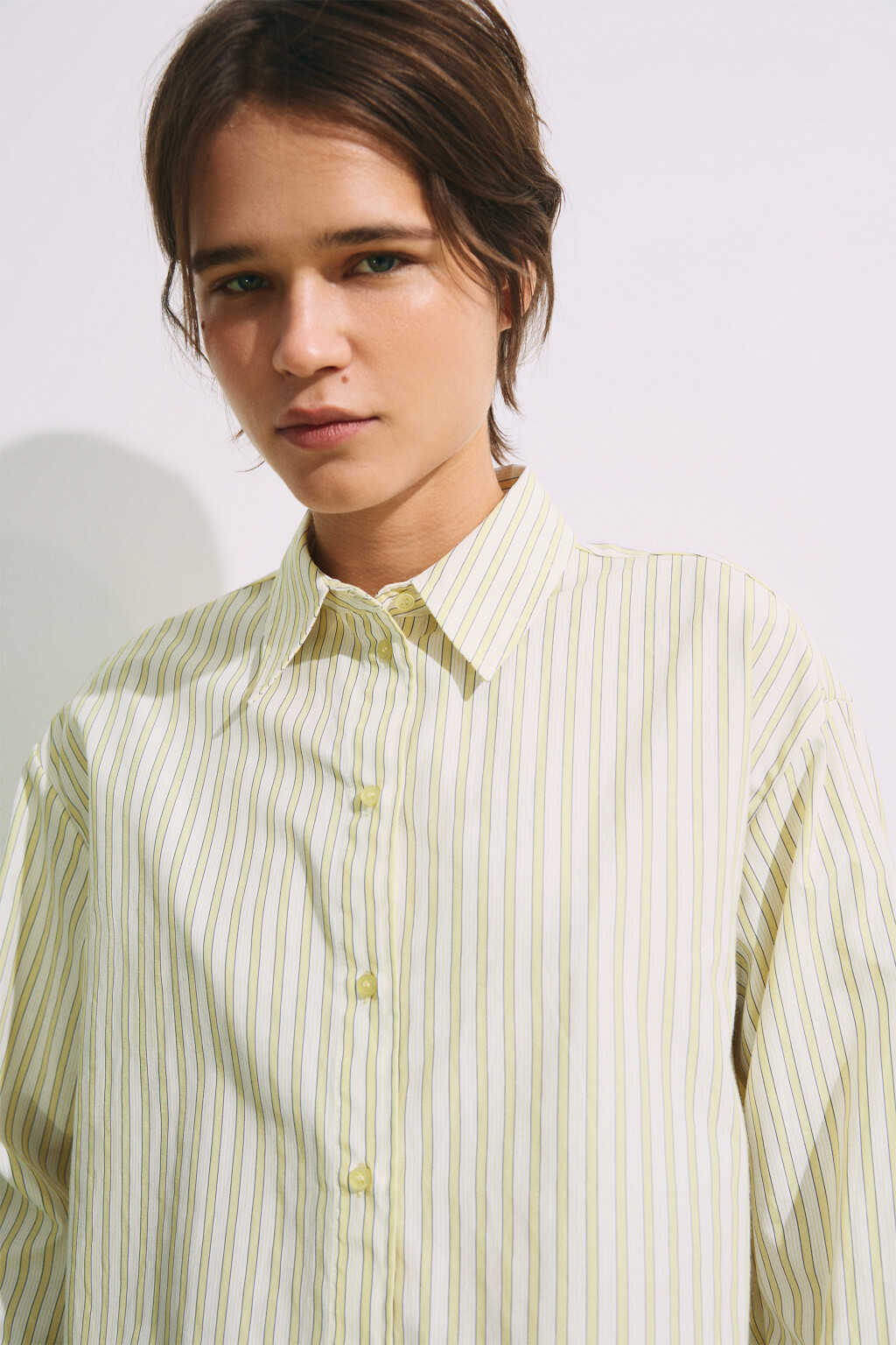 Рубашка oversize в полоску - цвет желтый - 8