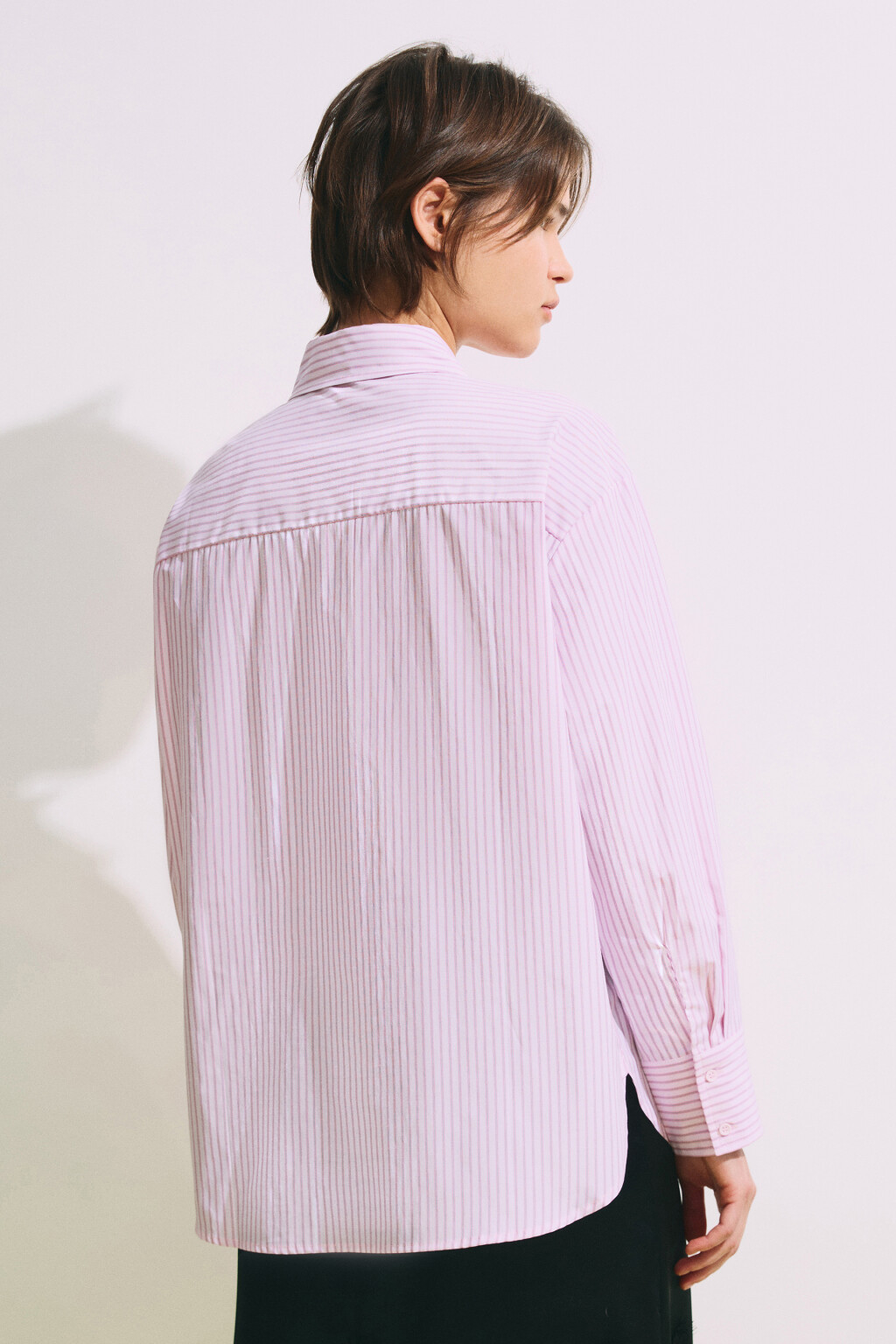 Рубашка oversize в полоску - цвет розовый - 4
