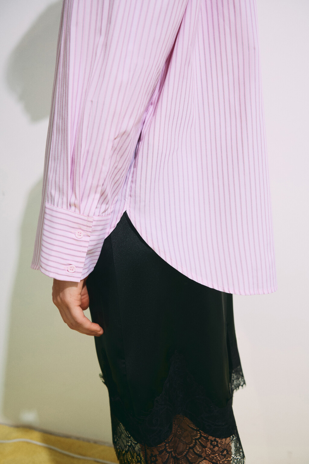 Рубашка oversize в полоску - цвет розовый - 7