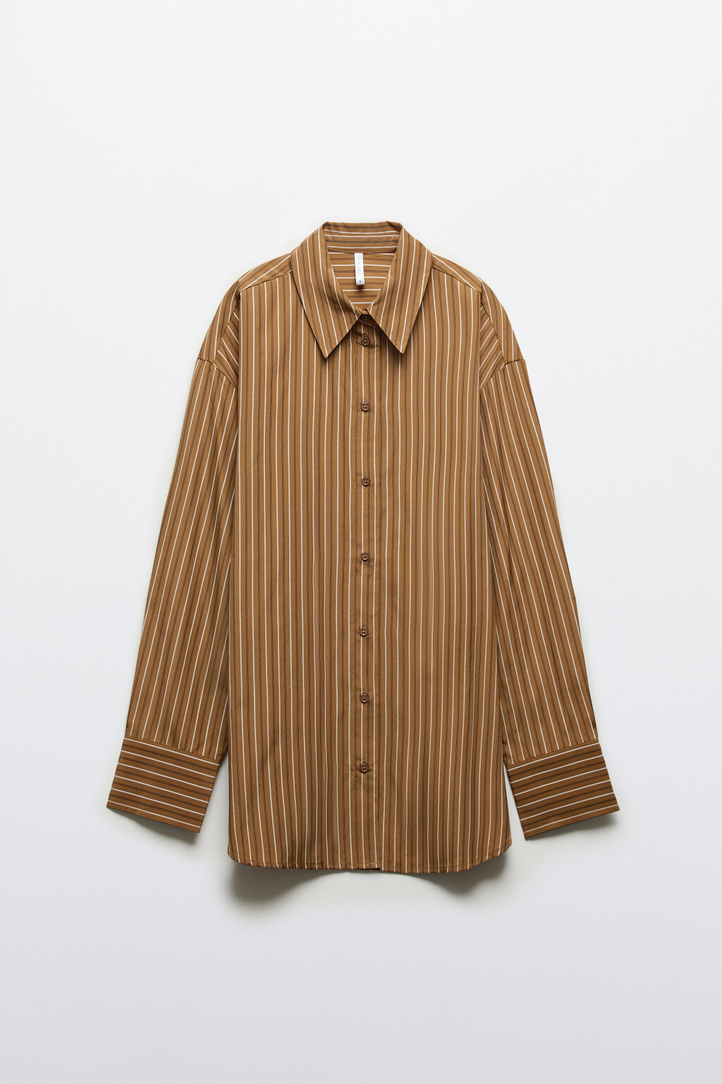 Рубашка oversize в полоску - цвет коричневый - 1