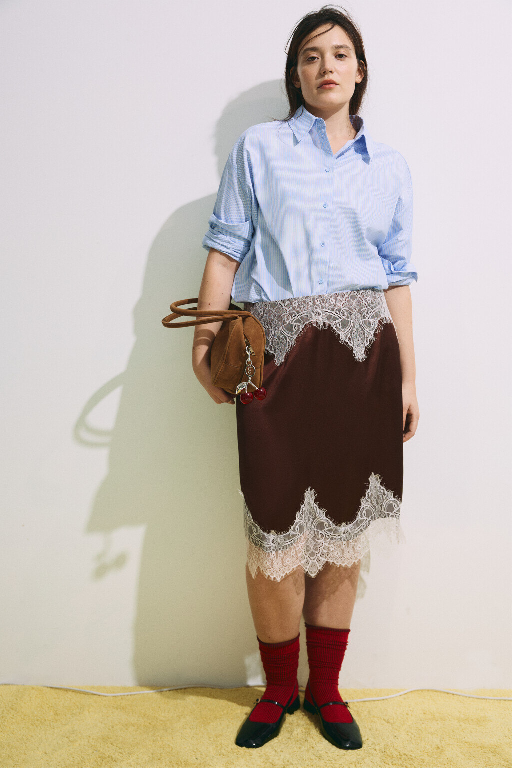 Рубашка oversize в полоску - цвет голубой - 2