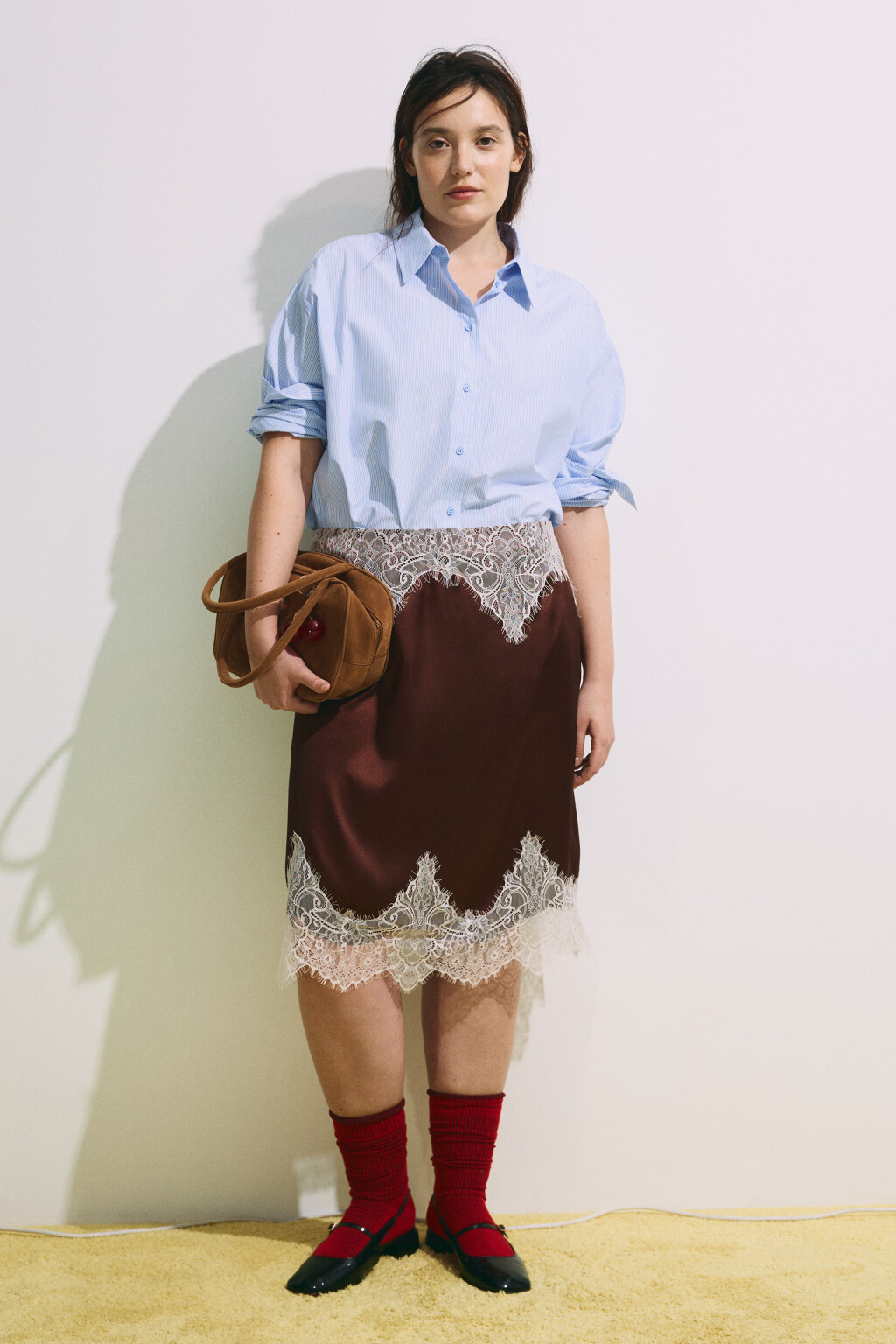 Рубашка oversize в полоску - цвет голубой - 5