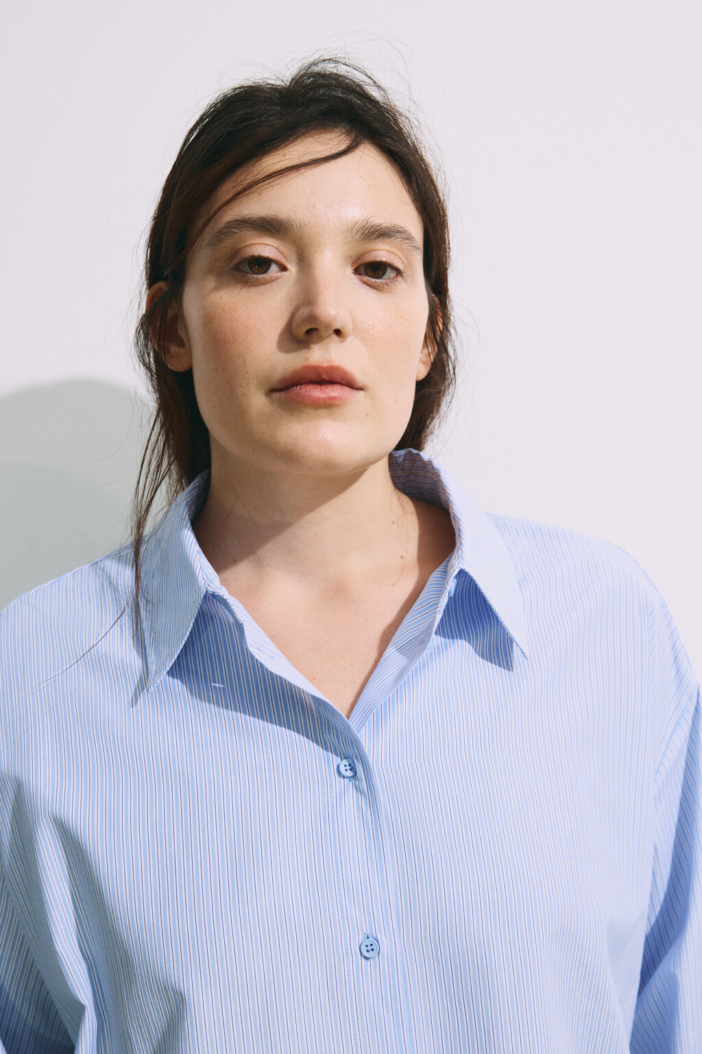 Рубашка oversize в полоску - цвет голубой - 6