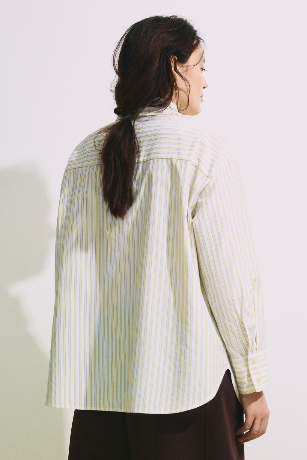 Рубашка oversize в полоску - цвет желтый - 4