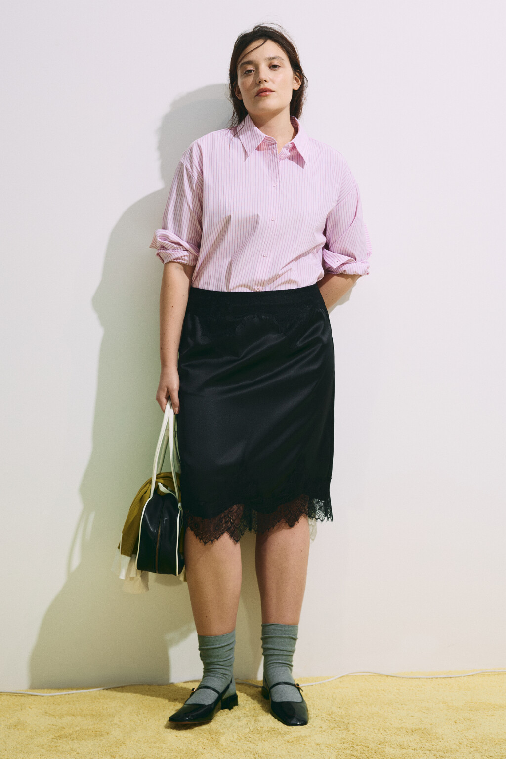 Рубашка oversize в полоску - цвет розовый - 5