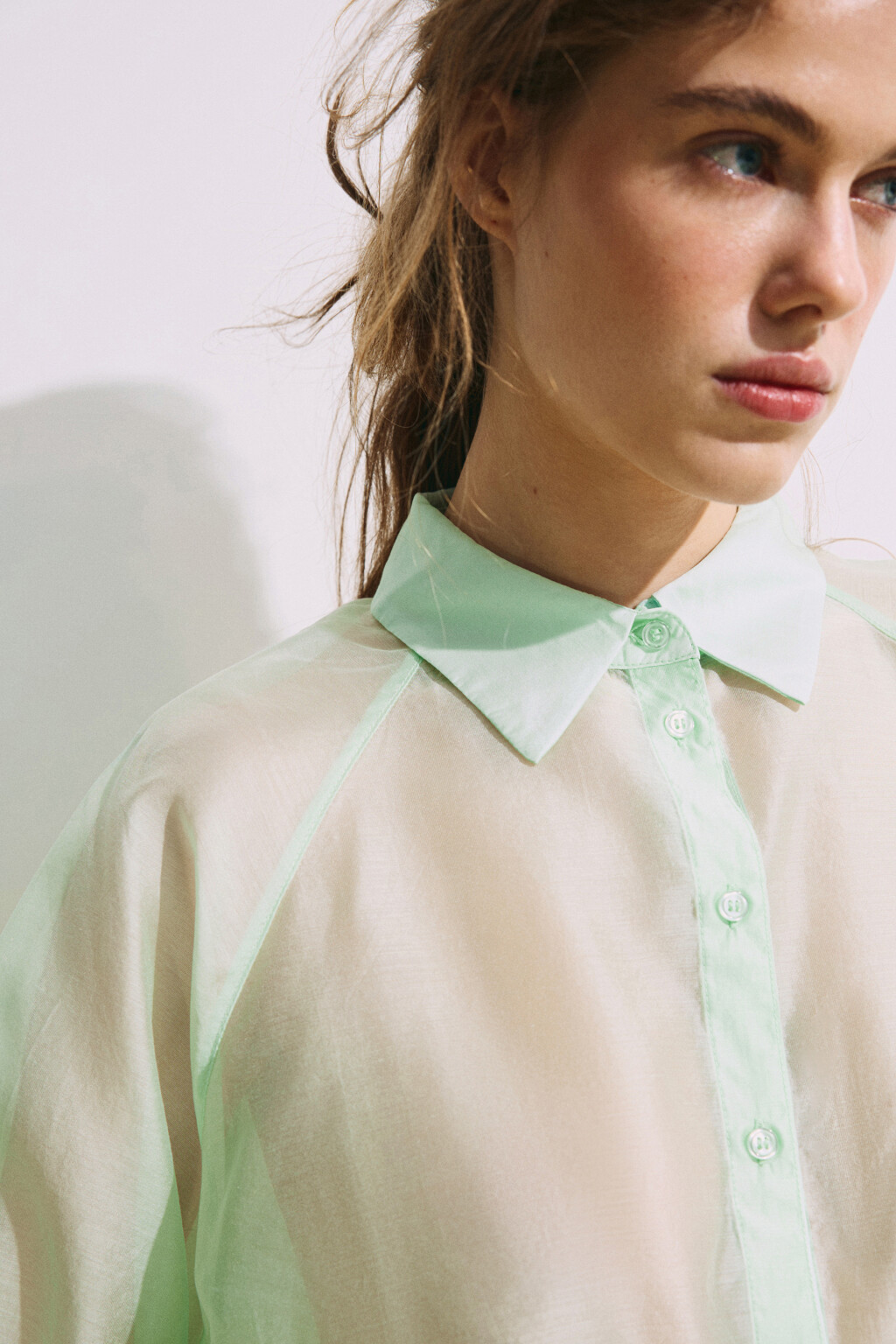 Рубашка полупрозрачная из лиоцелла - цвет зеленый - 7