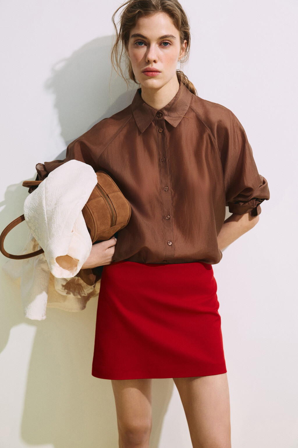 Рубашка полупрозрачная из лиоцелла - цвет коричневый - 2