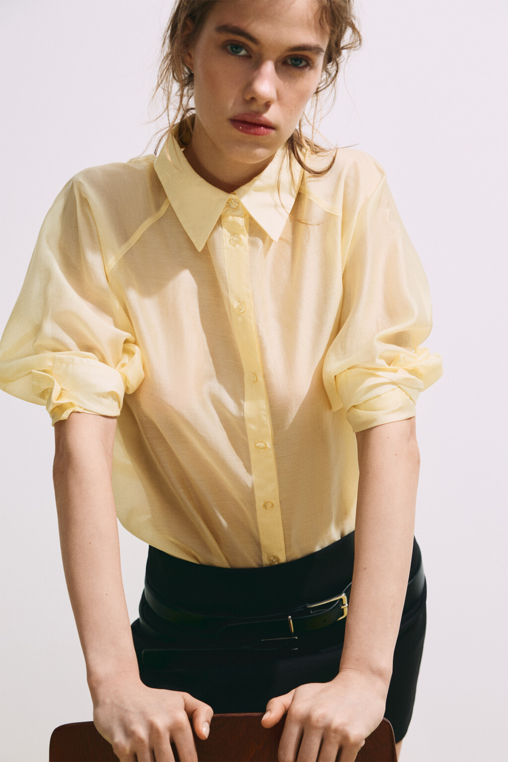 Рубашка полупрозрачная из лиоцелла - цвет бежевый - 2