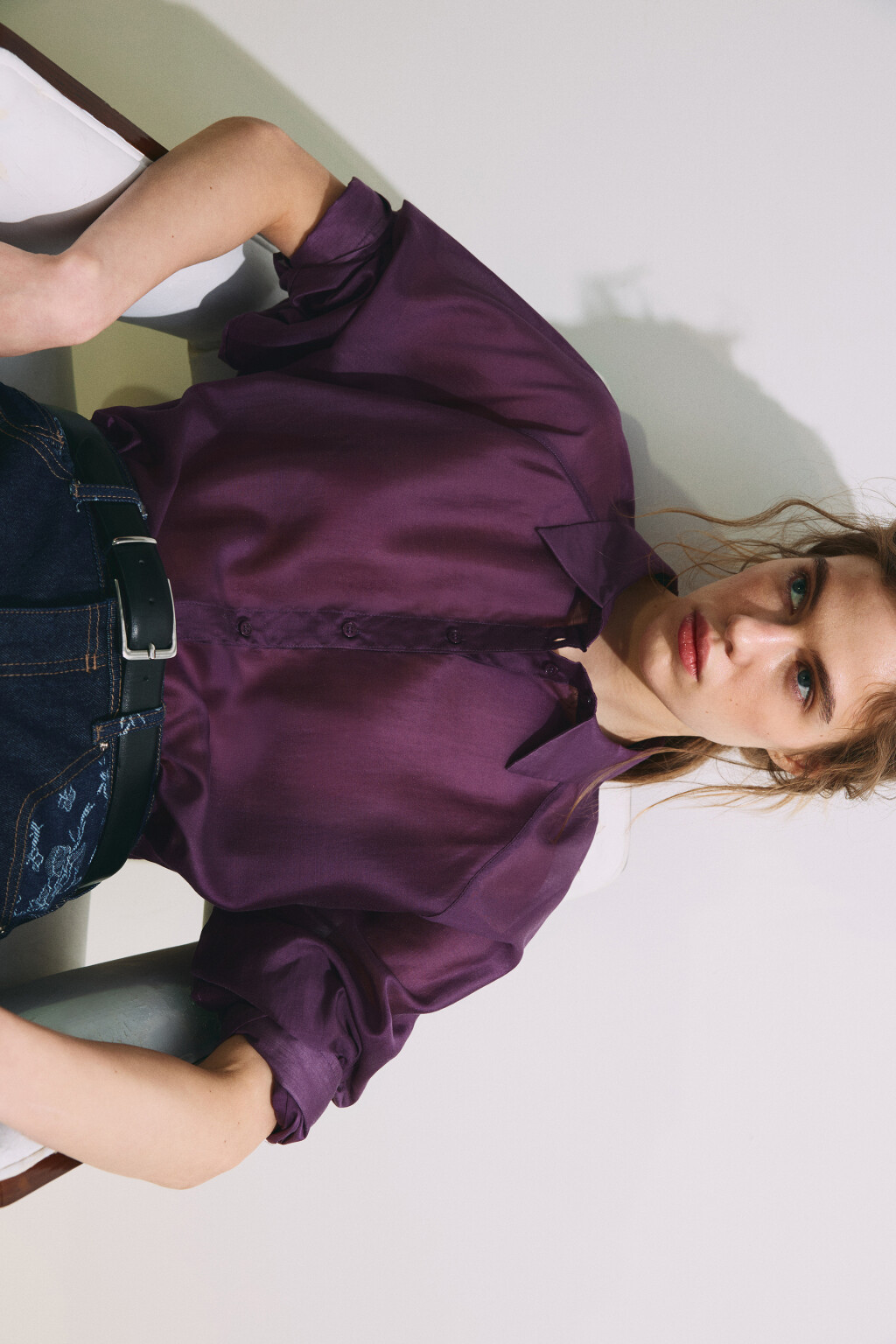 Рубашка полупрозрачная из лиоцелла - цвет фиолетовый - 3