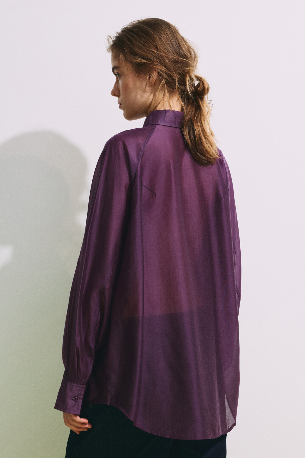 Рубашка полупрозрачная из лиоцелла - цвет фиолетовый - 5