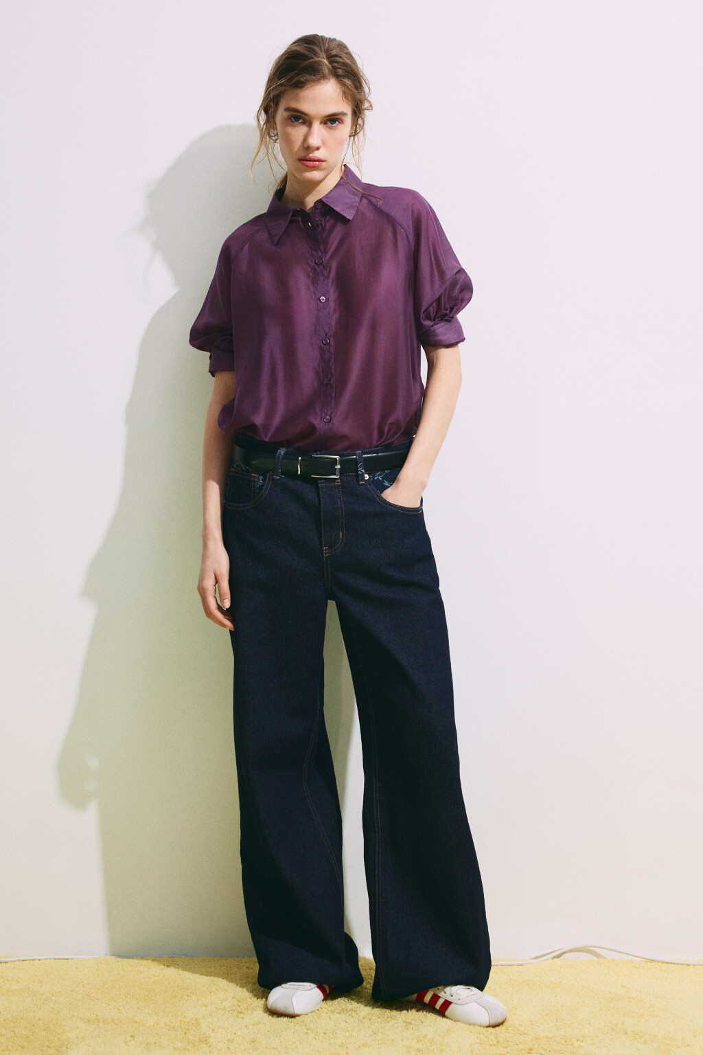 Рубашка полупрозрачная из лиоцелла - цвет фиолетовый - 6