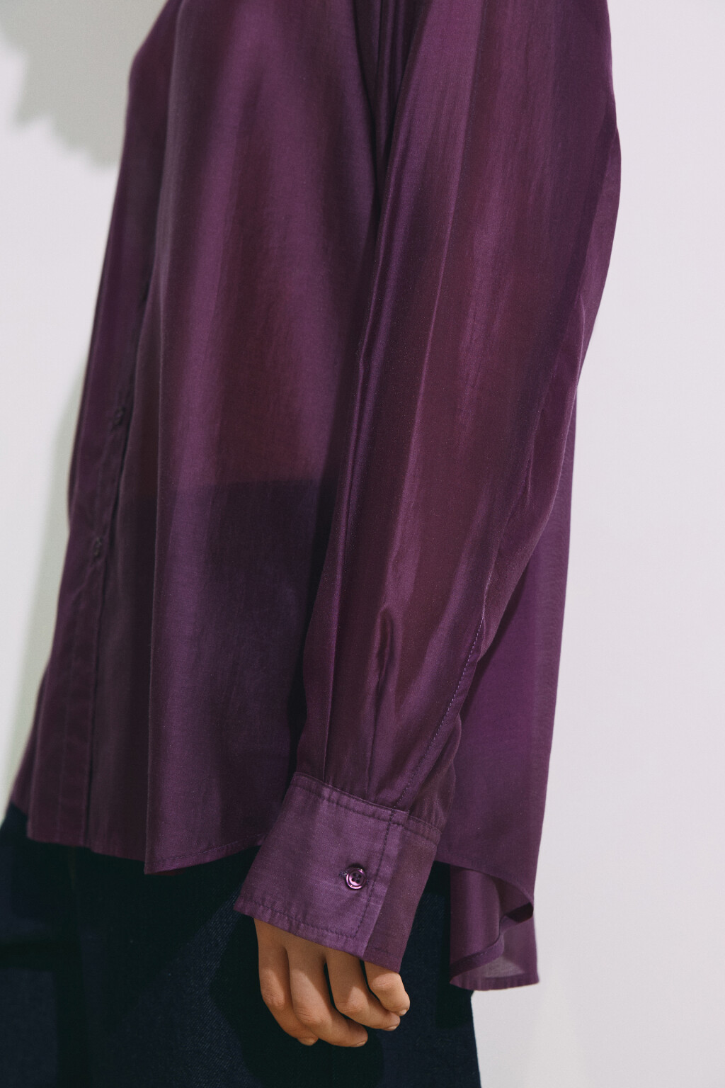 Рубашка полупрозрачная из лиоцелла - цвет фиолетовый - 8
