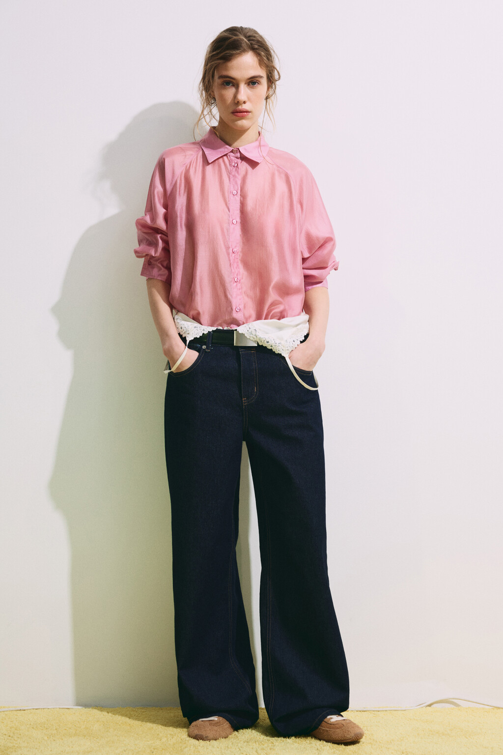 Рубашка полупрозрачная из лиоцелла - цвет розовый - 6