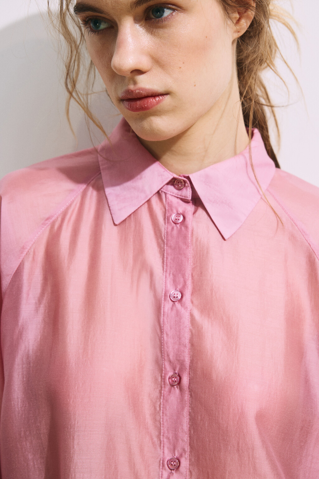 Рубашка полупрозрачная из лиоцелла - цвет розовый - 7