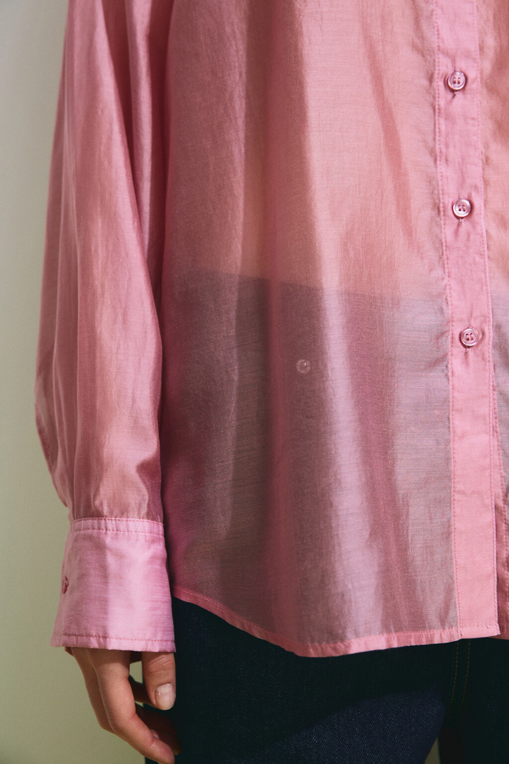 Рубашка полупрозрачная из лиоцелла - цвет розовый - 8