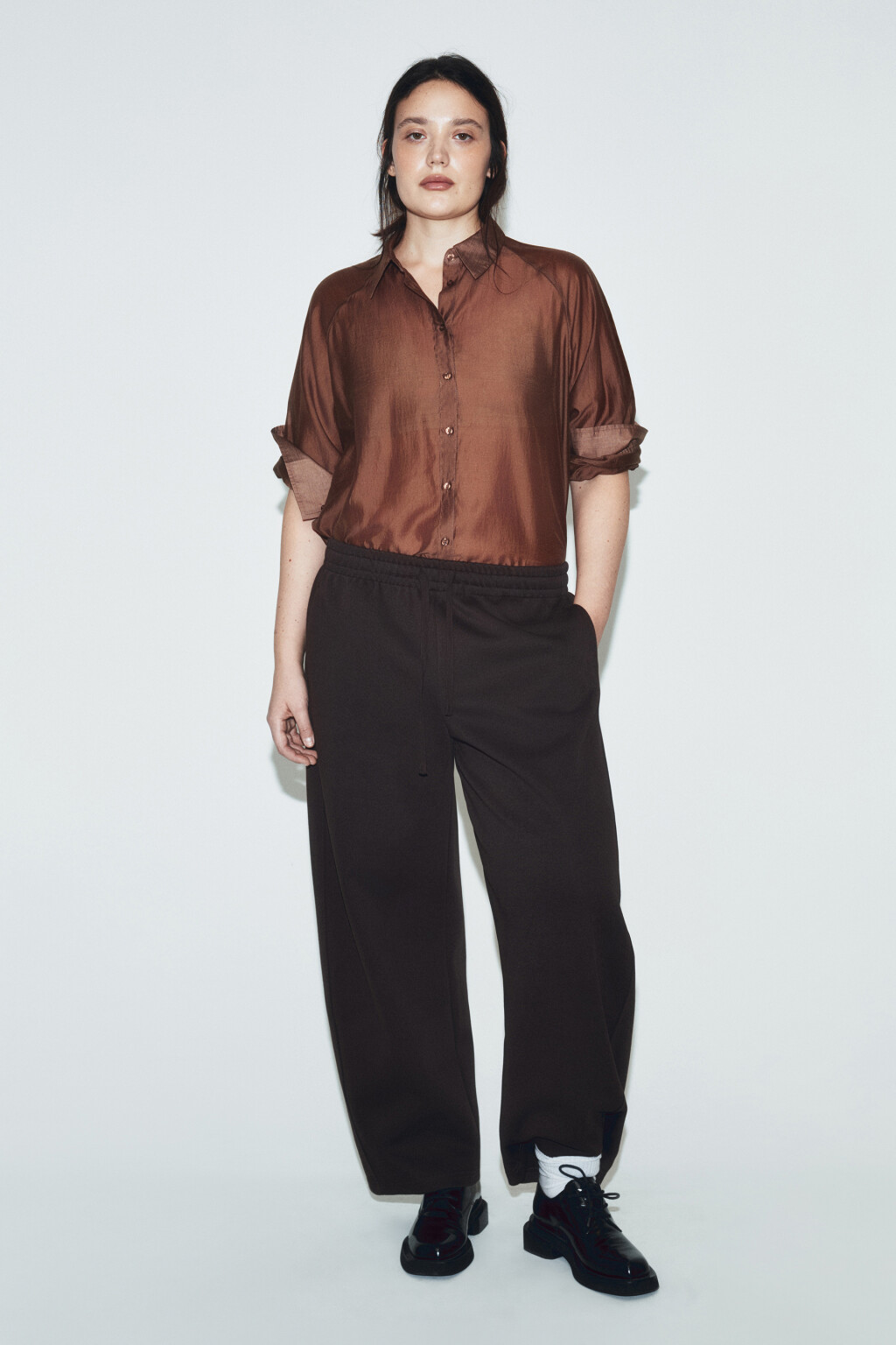 Рубашка полупрозрачная из лиоцелла - цвет коричневый - 5