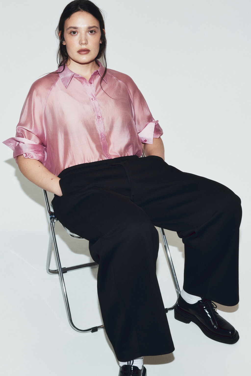 Рубашка полупрозрачная из лиоцелла - цвет розовый - 1