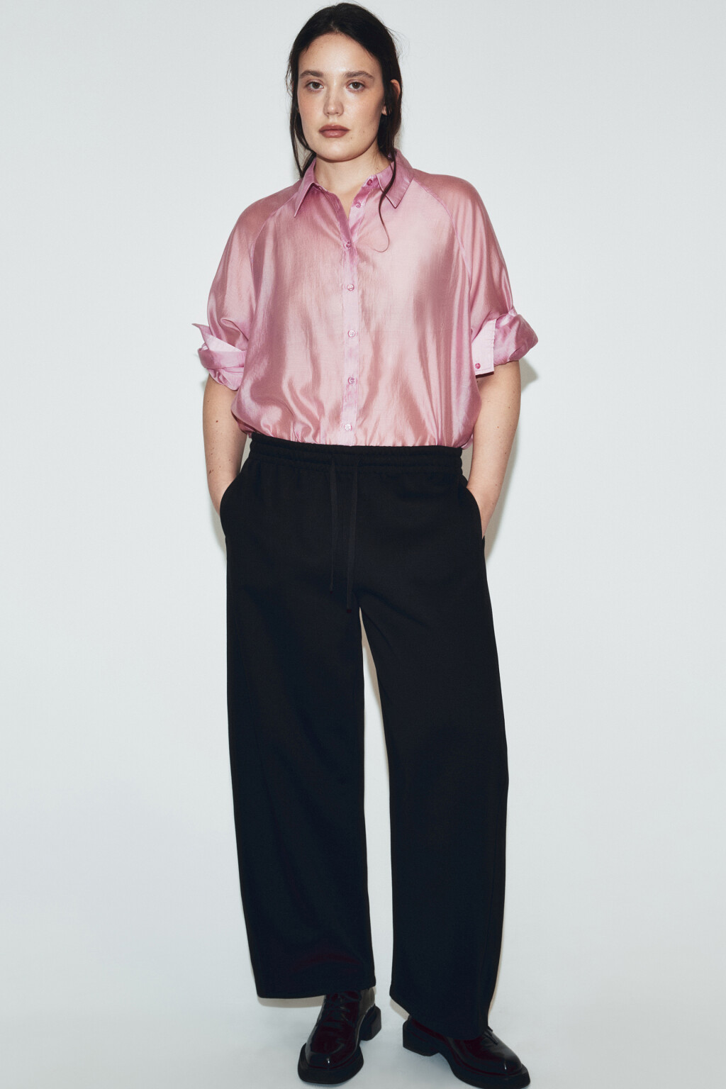Рубашка полупрозрачная из лиоцелла - цвет розовый - 2