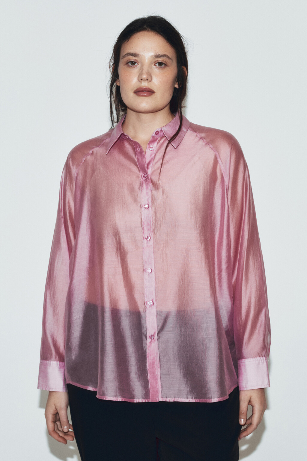 Рубашка полупрозрачная из лиоцелла - цвет розовый - 3