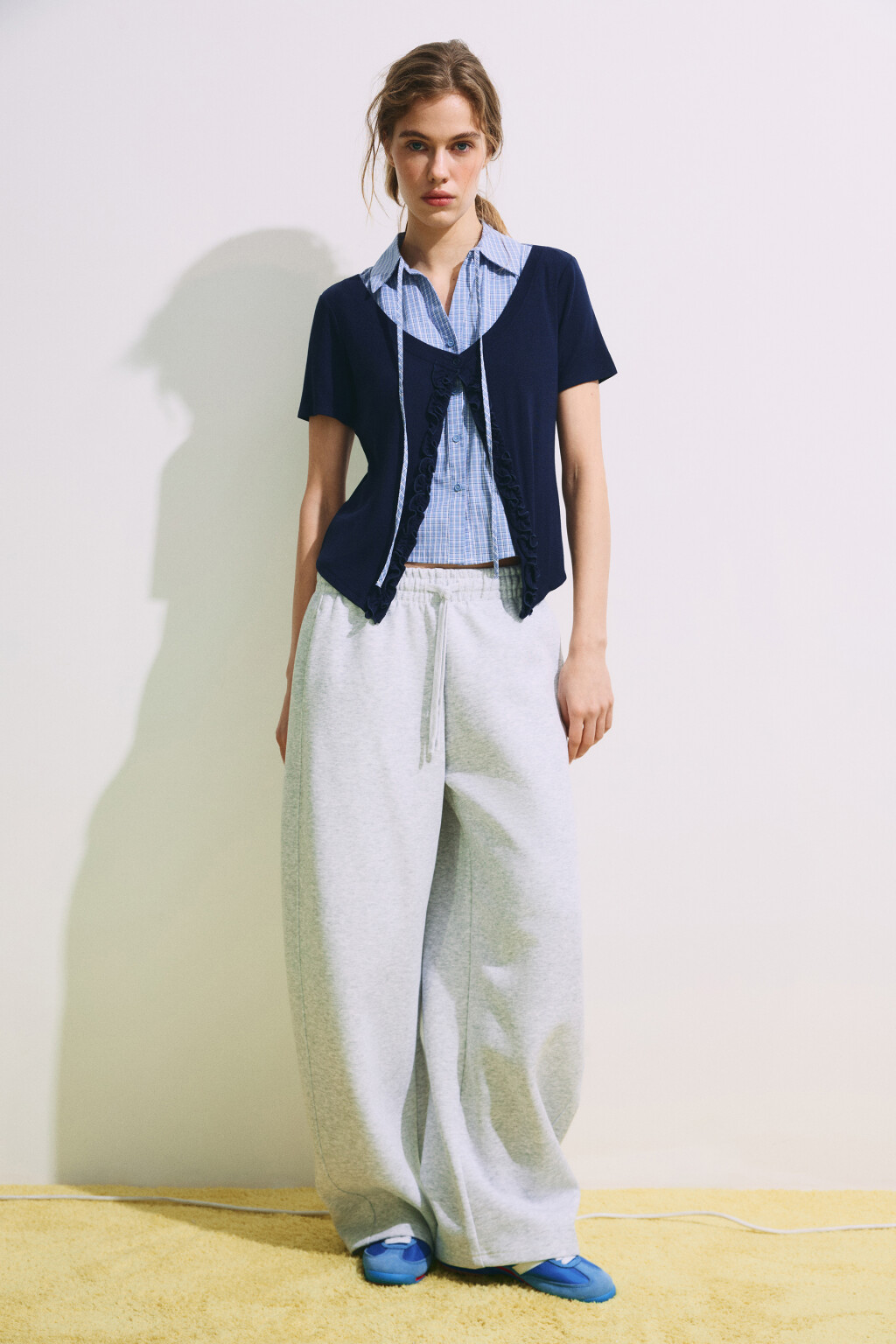 Рубашка клетчатая с джемпером - цвет синий - 4