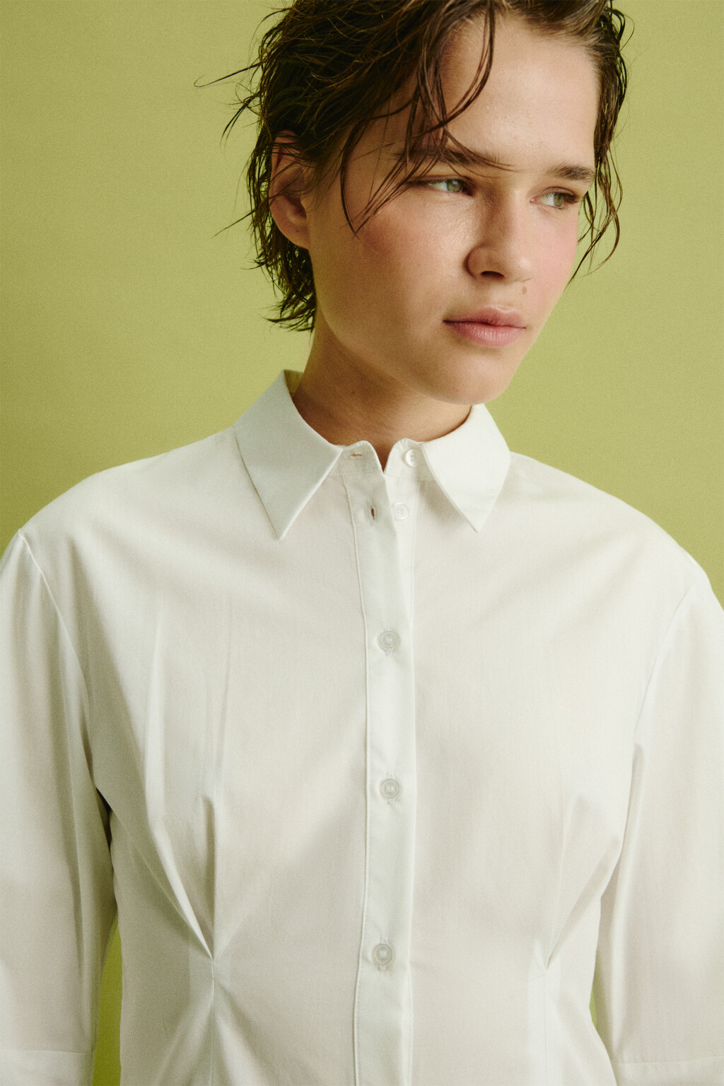 Рубашка приталенная с защипами - цвет белый - 7