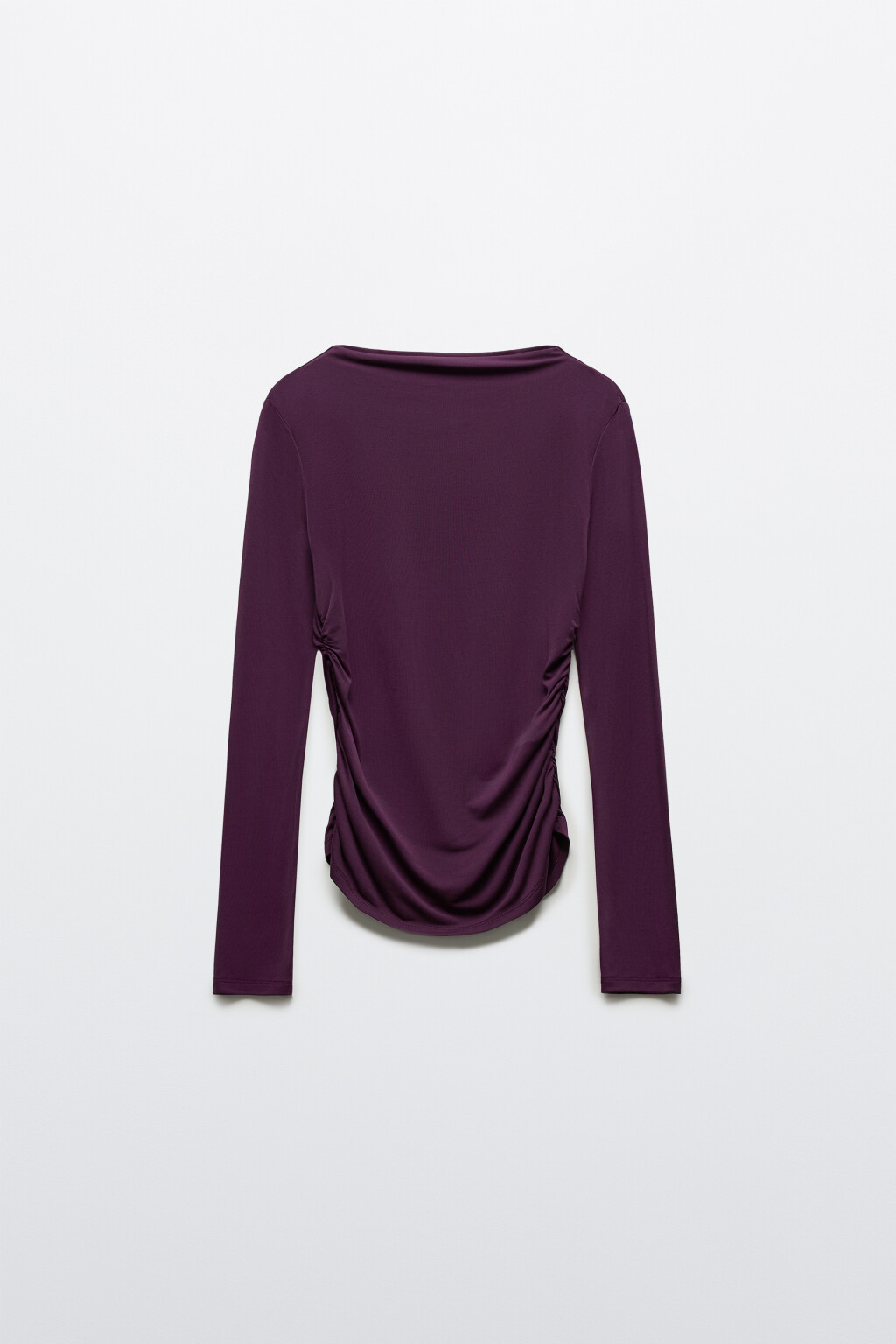 Лонгслив облегающий с декоративной сборкой - цвет фиолетовый - 7