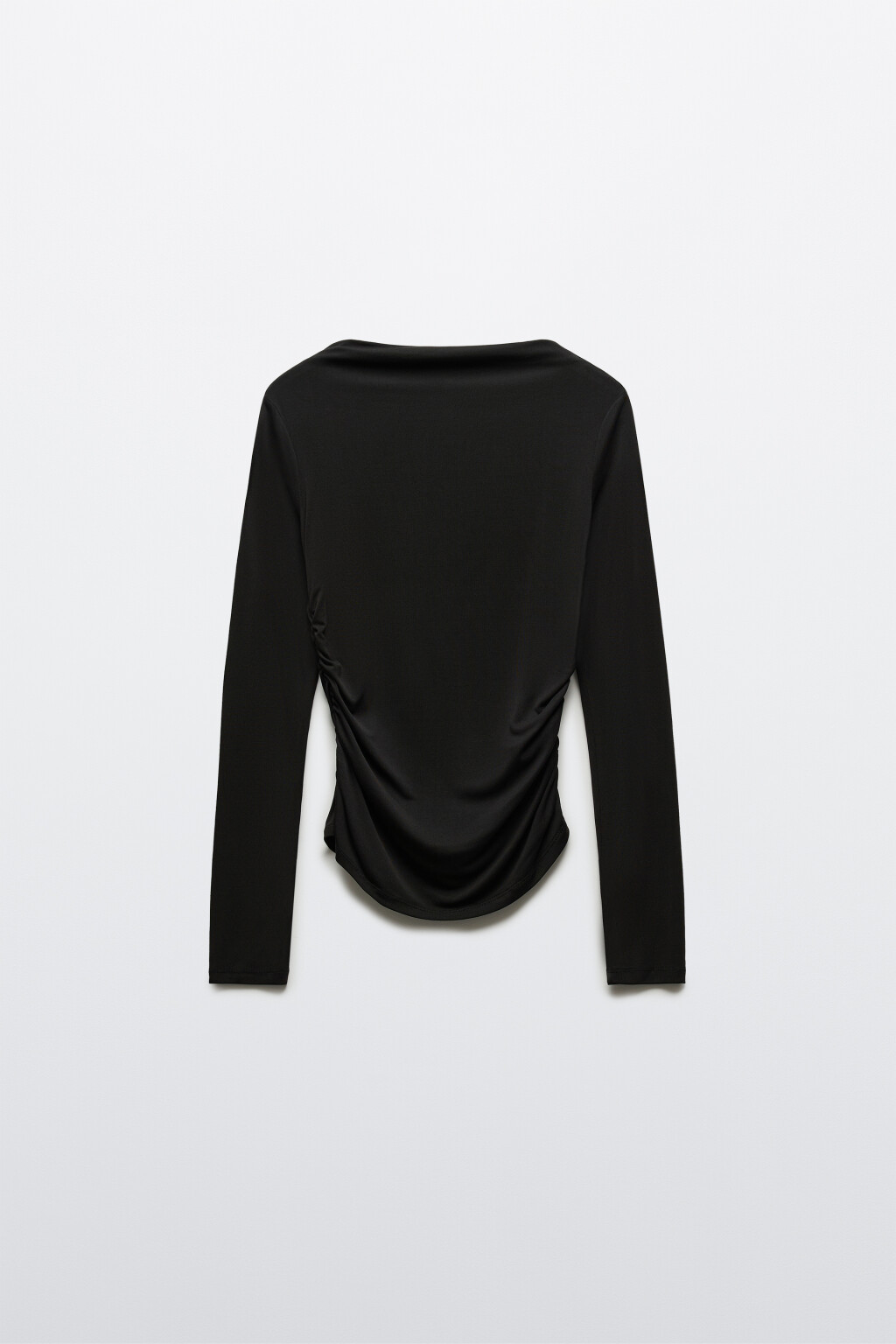 Лонгслив облегающий с декоративной сборкой - цвет черный - 7