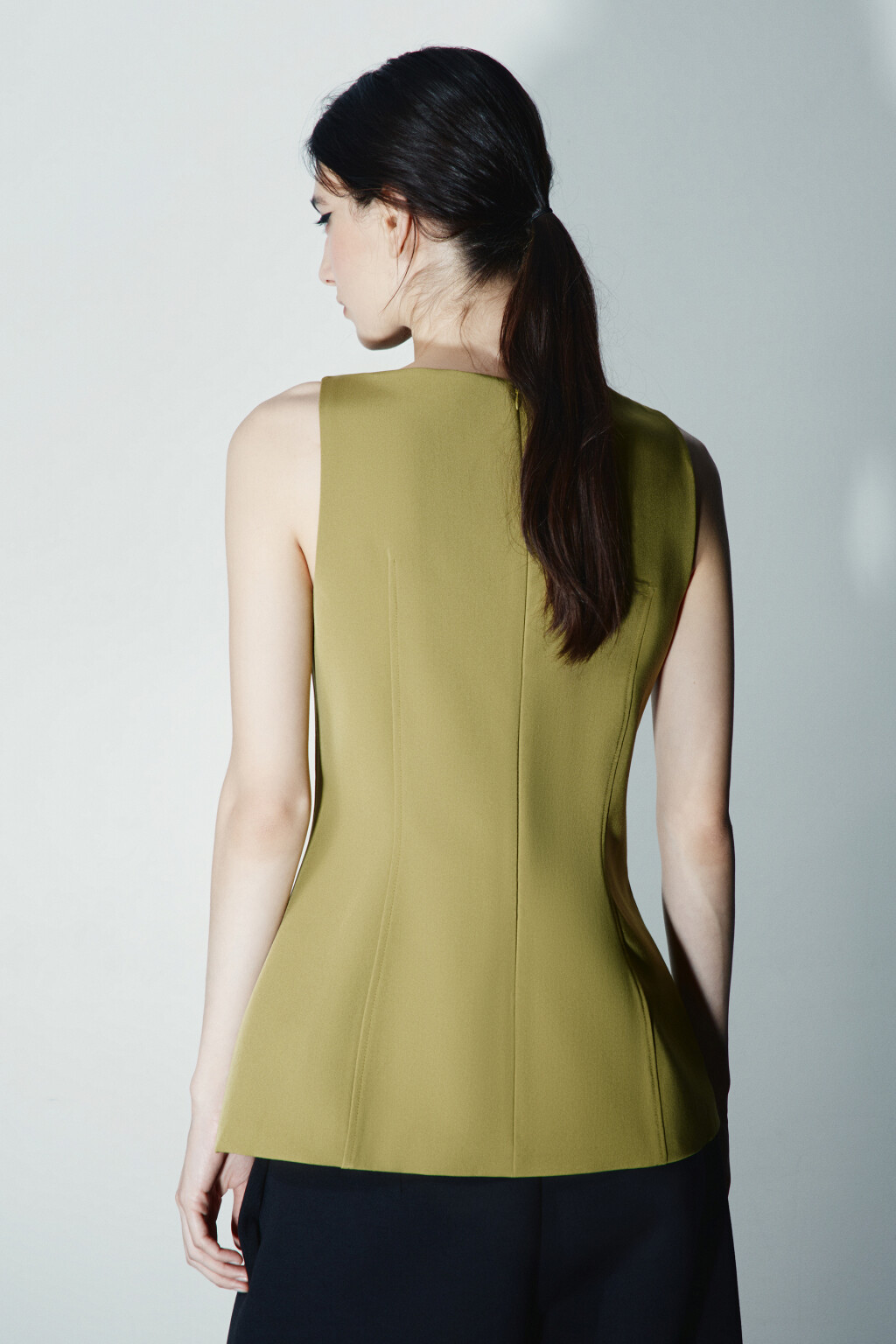 Блузка-жилет приталенная - цвет зеленый - 3
