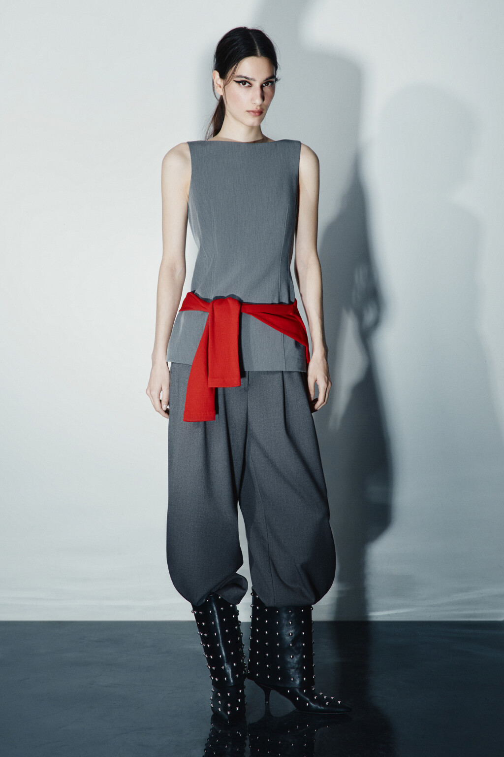 Блузка-жилет приталенная - цвет серый - 4