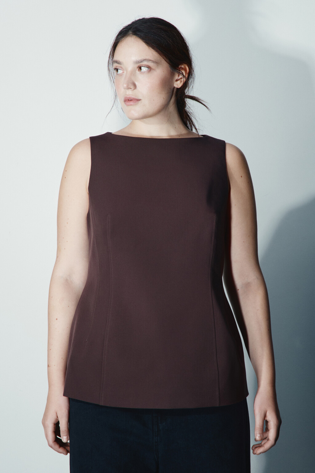 Блузка-жилет приталенная - цвет коричневый - 2
