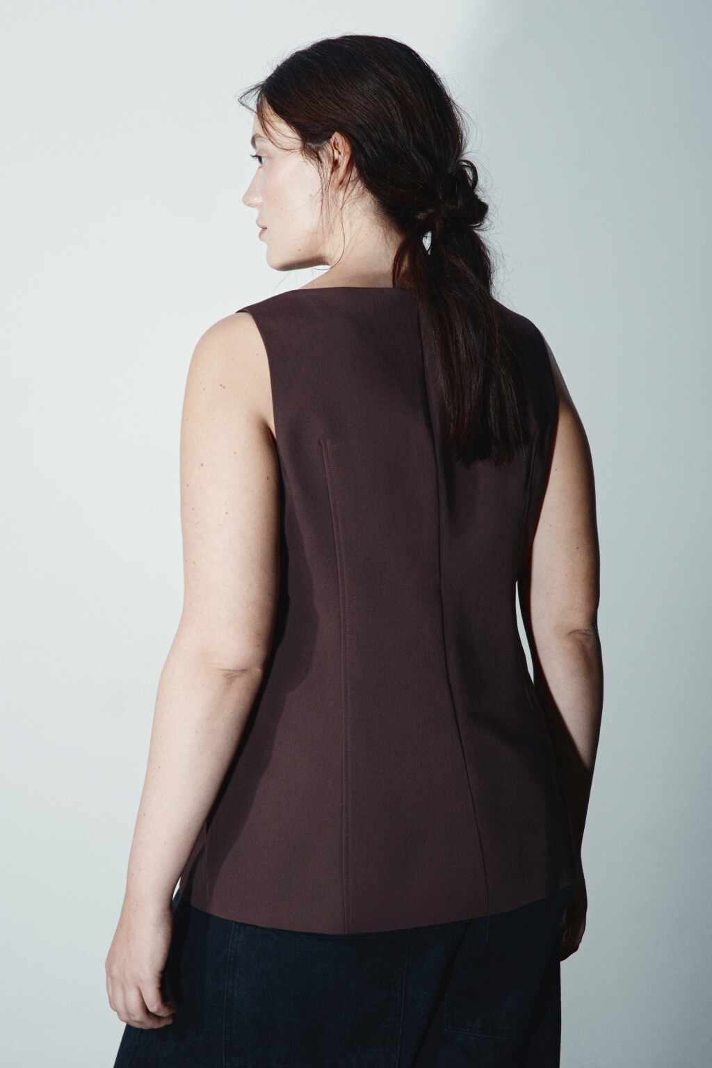 Блузка-жилет приталенная - цвет коричневый - 3
