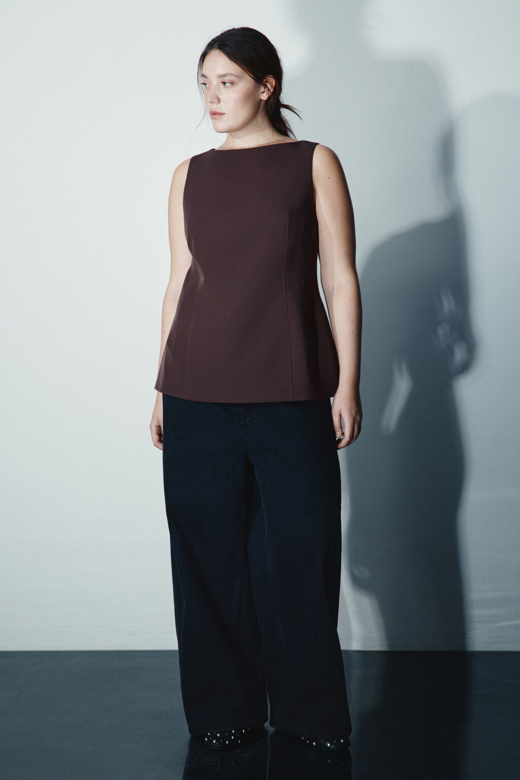 Блузка-жилет приталенная - цвет коричневый - 4