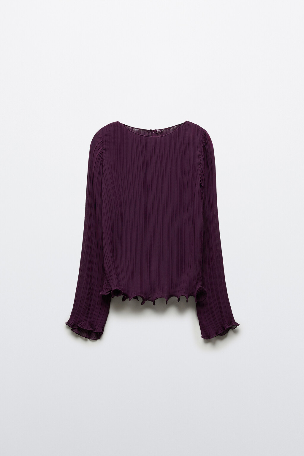 Блузка в рубчик с воланами - цвет фиолетовый - 1