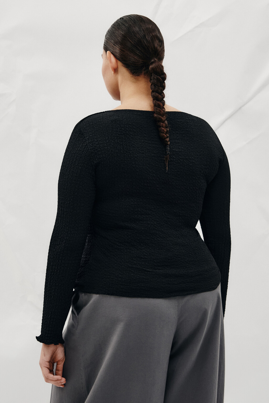 Лонгслив облегающий с асимметричным низом - цвет черный - 3