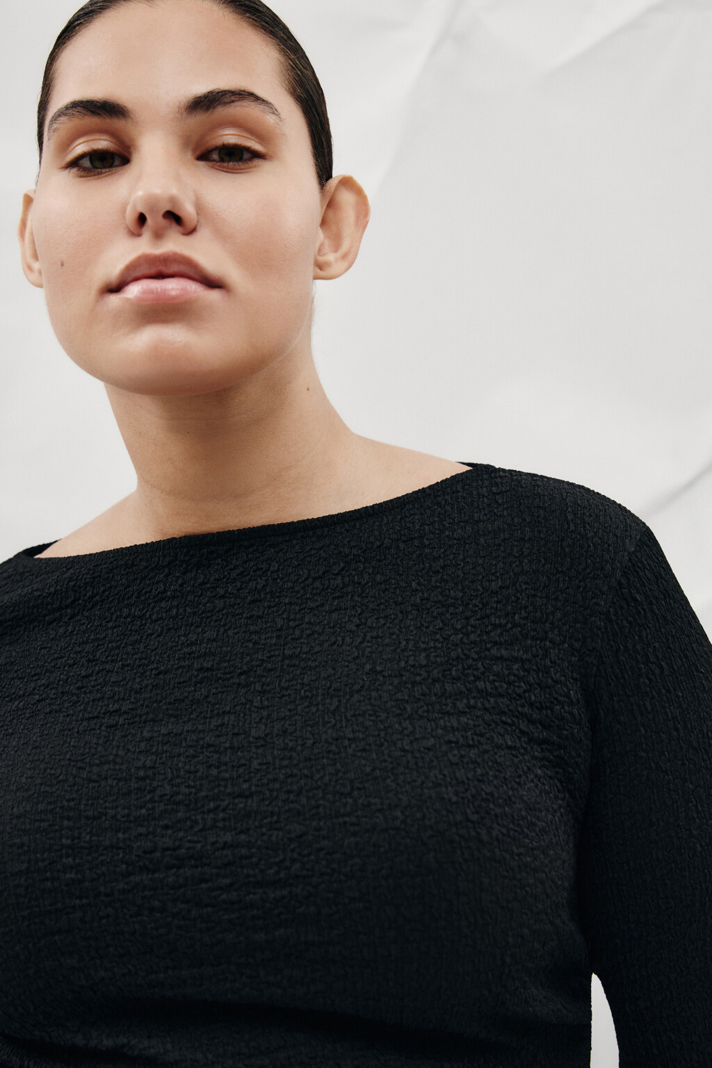 Лонгслив облегающий с асимметричным низом - цвет черный - 5