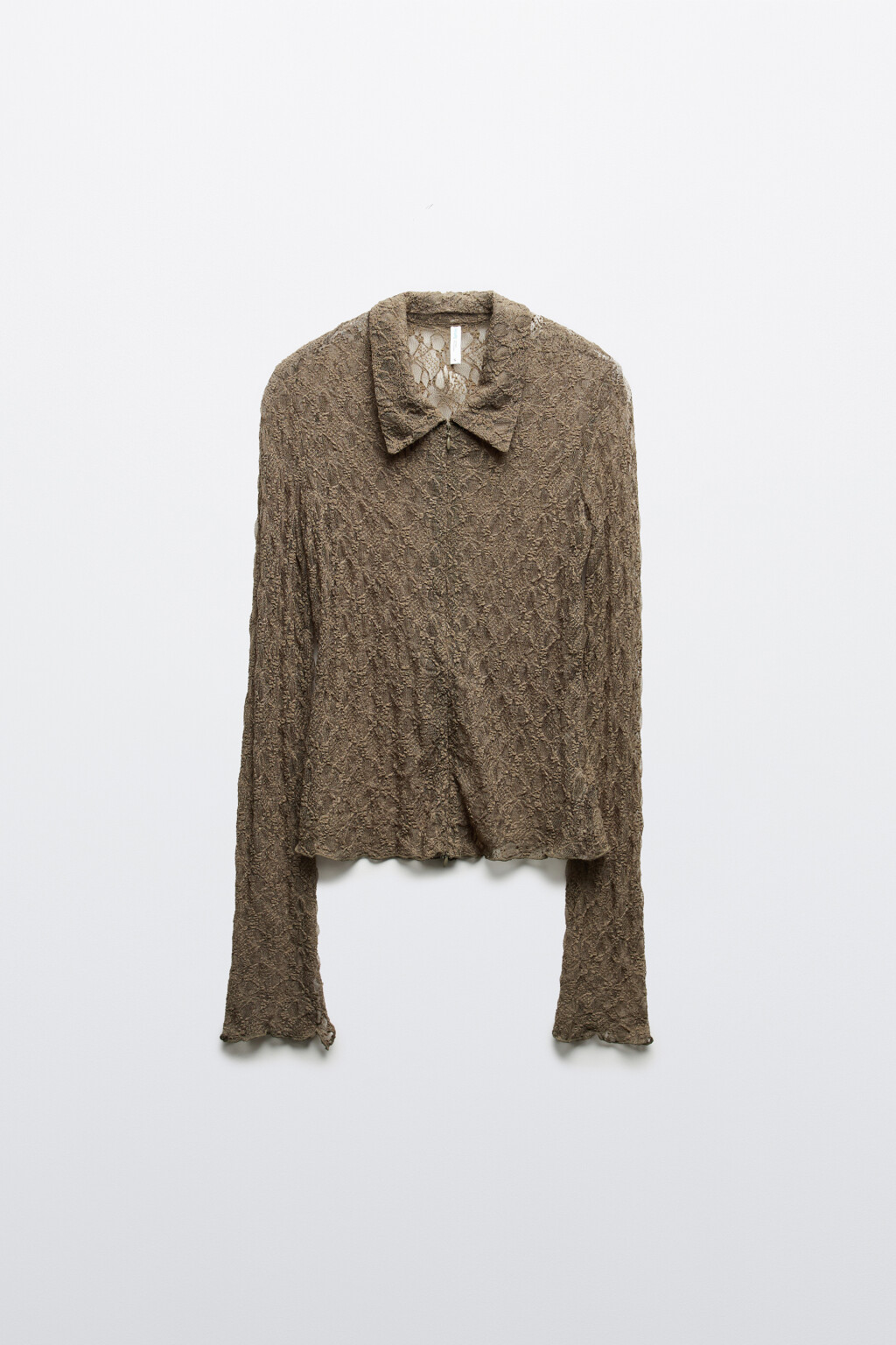 Блузка кружевная на молнии - цвет зеленый - 1