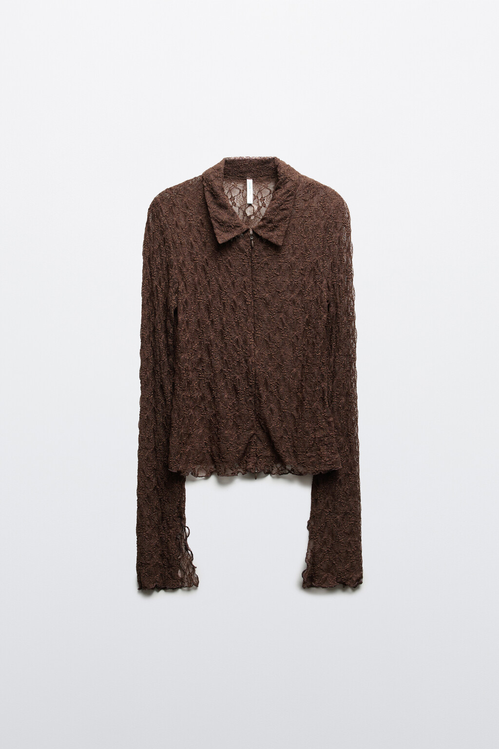 Блузка кружевная на молнии - цвет коричневый - 1