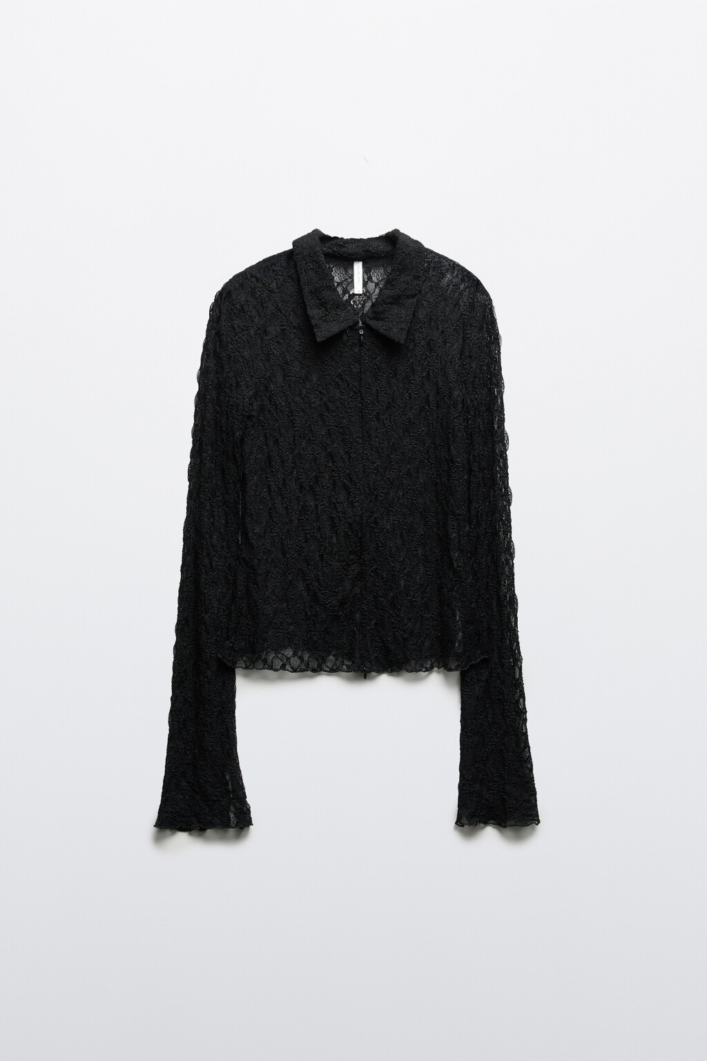 Блузка кружевная на молнии - цвет черный - 1