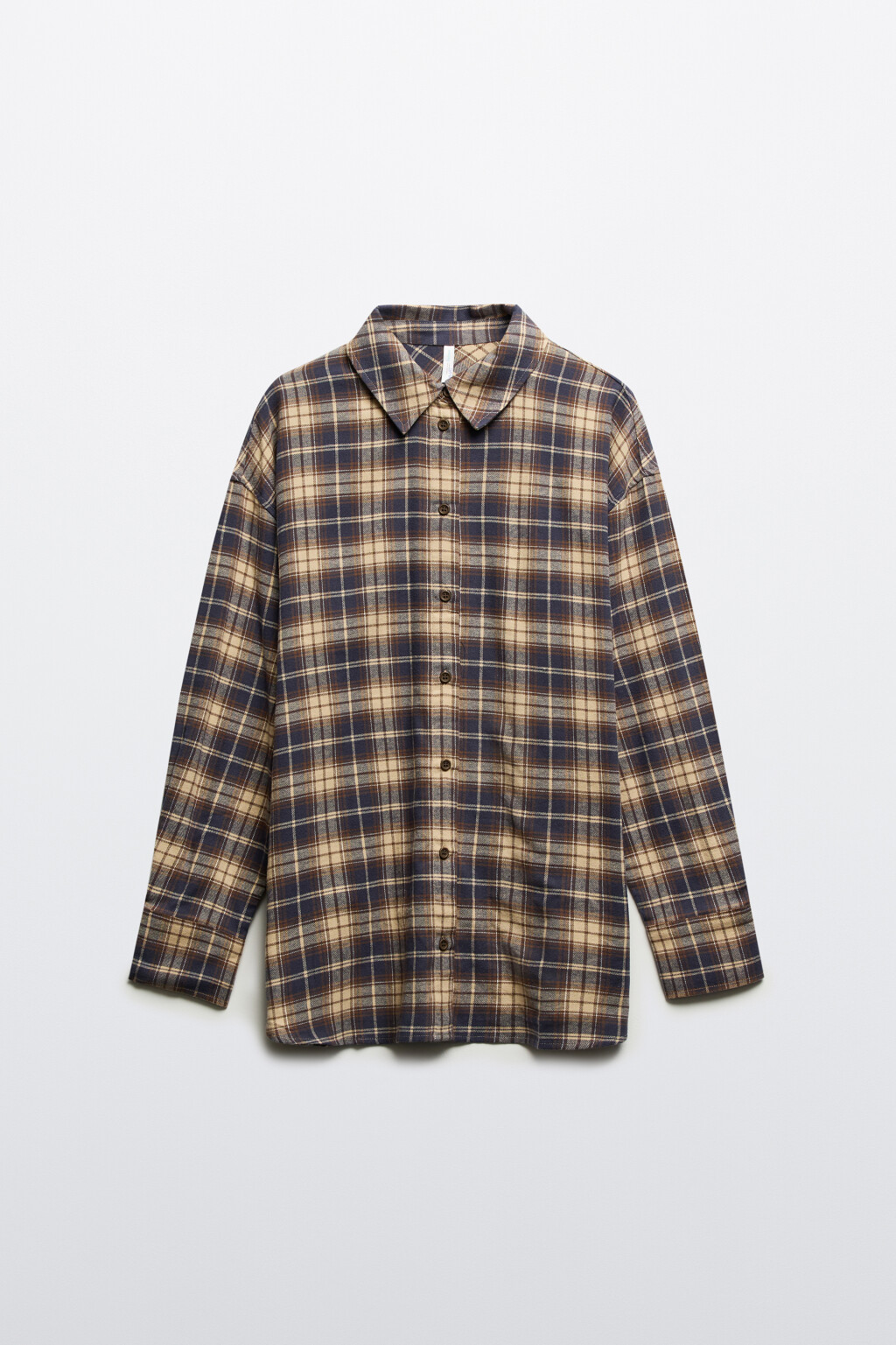 Рубашка фланелевая в клетку - цвет бежевый - 1