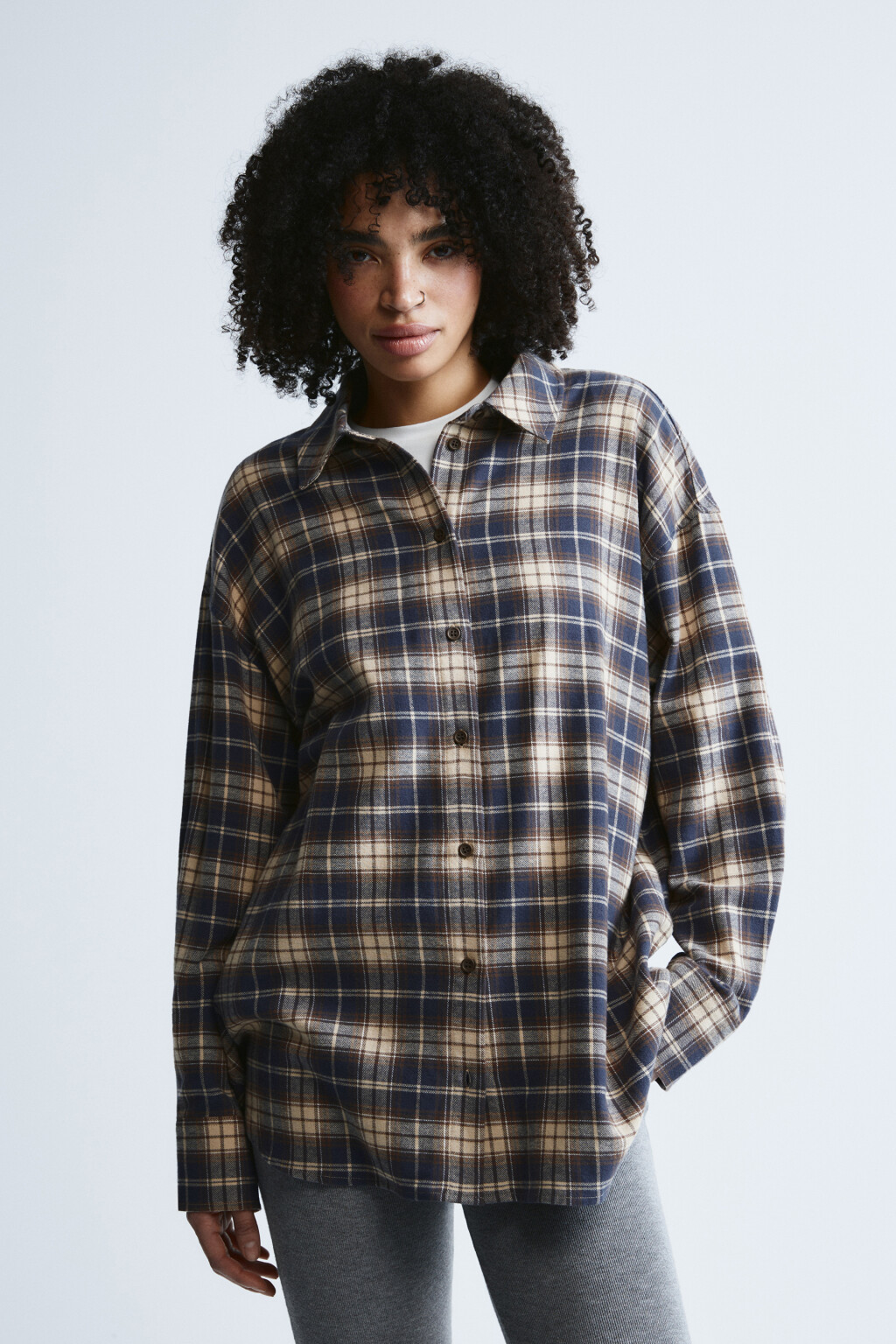 Рубашка фланелевая в клетку - цвет бежевый - 3