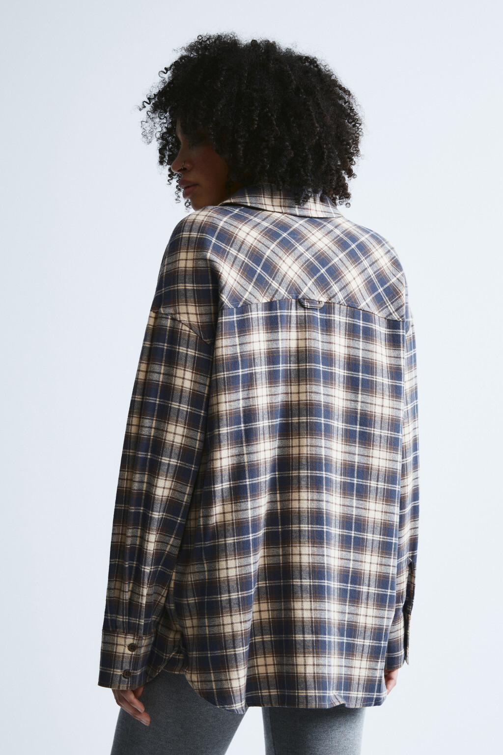 Рубашка фланелевая в клетку - цвет бежевый - 4