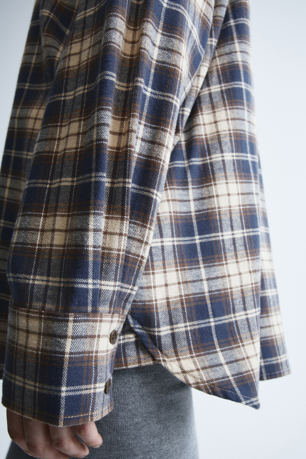 Рубашка фланелевая в клетку - цвет бежевый - 7