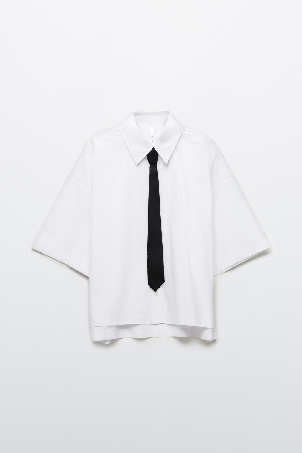 Рубашка oversize с галстуком - цвет белый - 1