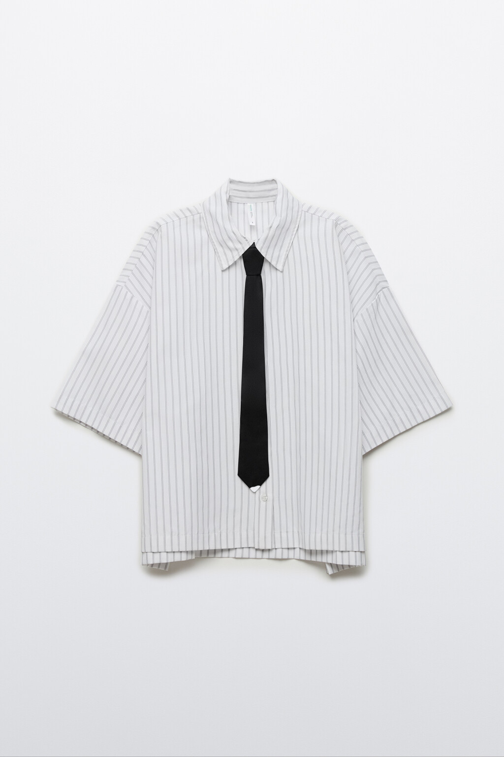 Рубашка oversize с галстуком - цвет белый - 1